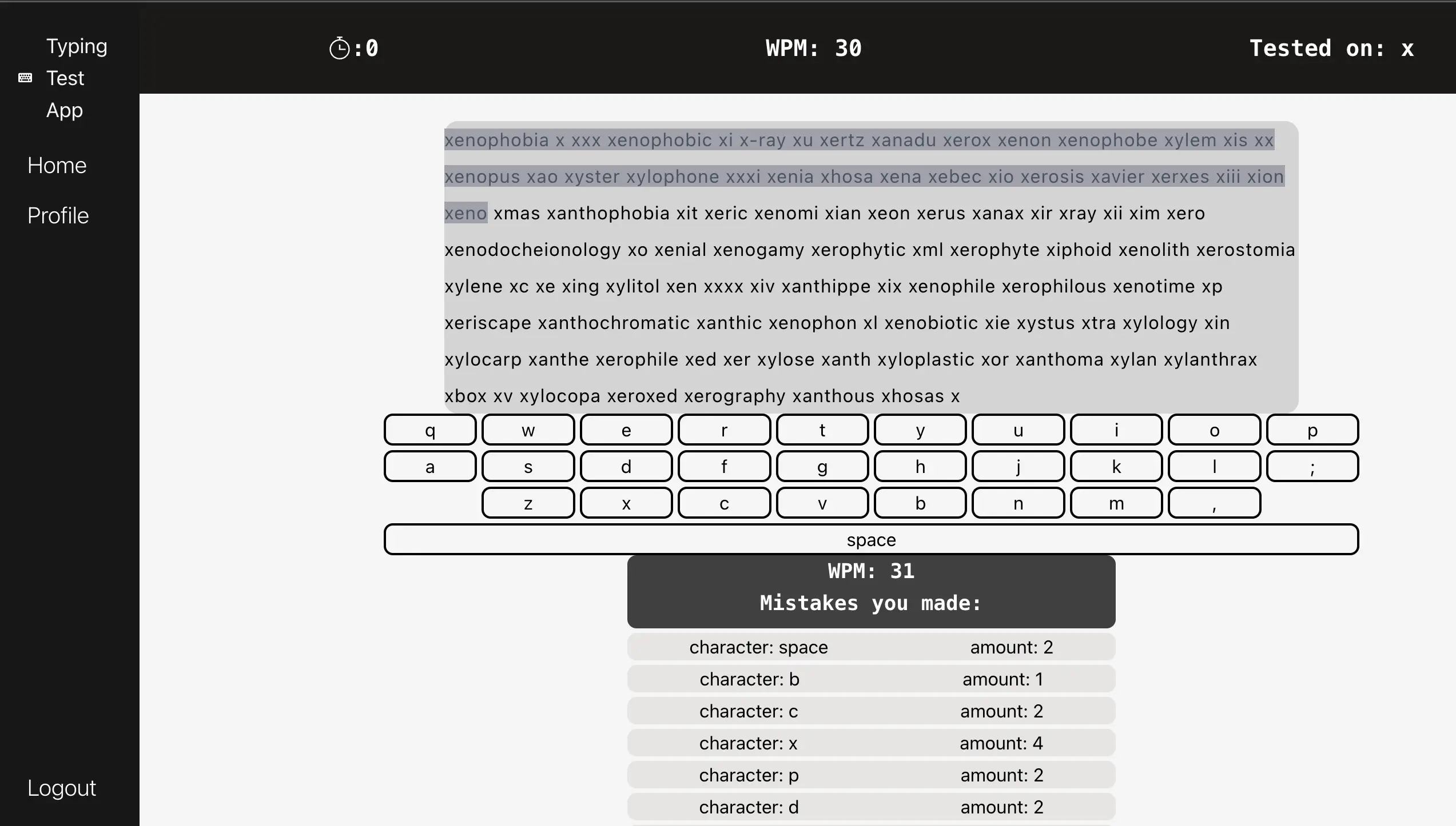 Typing Test App